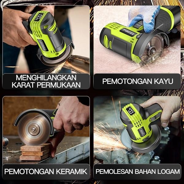 ZPER Penggiling Sudut Tanpa Kabel mesin pengamplasan Mesin penggiling baterai lithium Penggiling