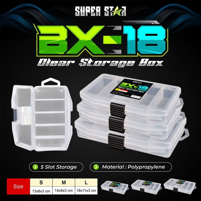 Box Pancing Superstar BX-18 Clear Storage Box Aksesories Pancing Box Tamiya