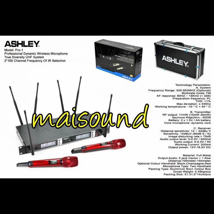MIC WIRELESS ASHLEY PRO 1 PEGANG MICROPHONE ASHLEY PRO1 ORIGINAL MERAH