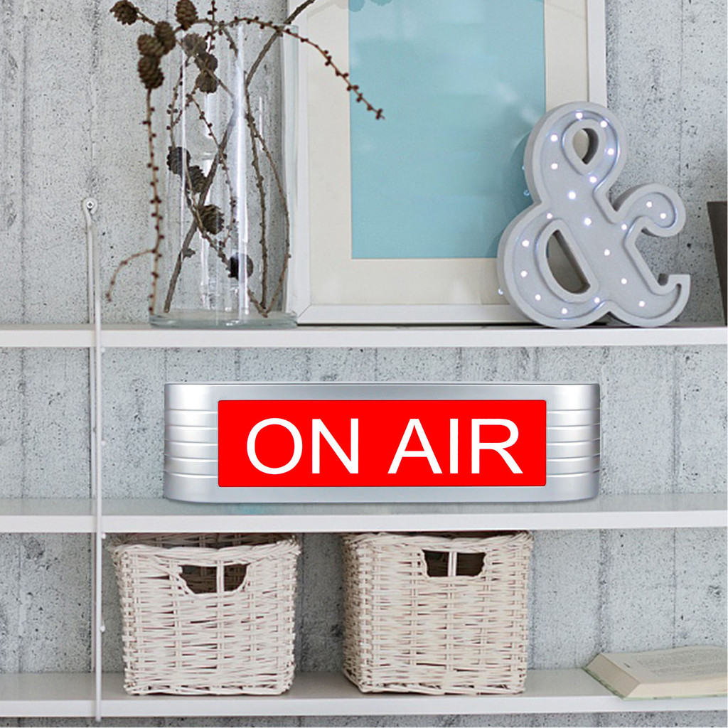 ON AIR Sign LED Light Wall Mountable Recording Sign for Studio Home Office Live Podcast Silver Red