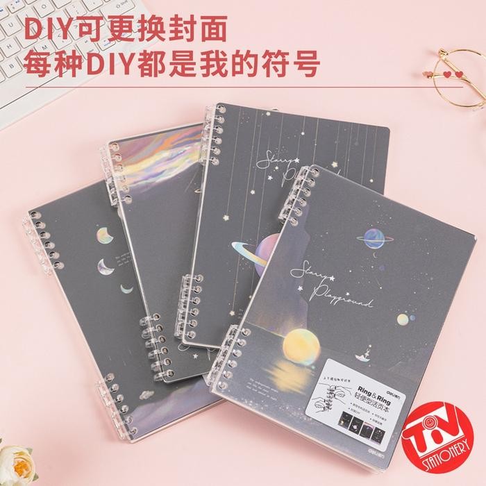 

RING BINDER FILE REFILLABLE SPIRAL NOTEBOOK DELI PLANET A5/B5 KODE 999