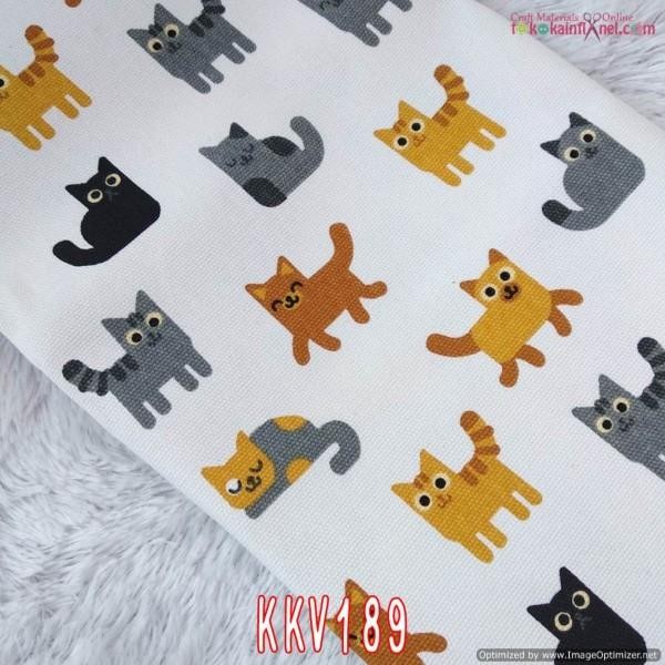 

KKV189 BAHAN KAIN KANVAS MOTIF KUCING COKLAT ABU UKURAN 48X145CM KODE 232
