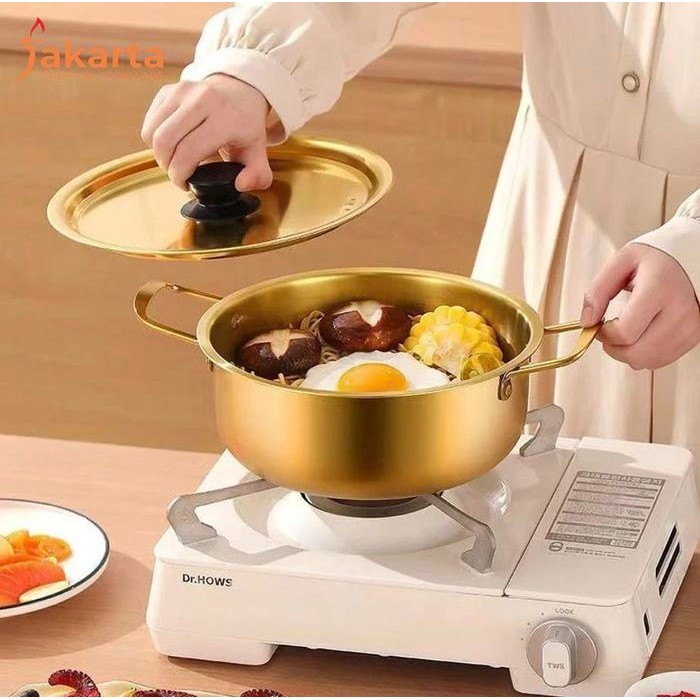 Panci Ramyun Gold Panci Ramyeon Korea Stainless Gold Panci Masak Mie Rebus Sup Panci Shabu Suki Pot