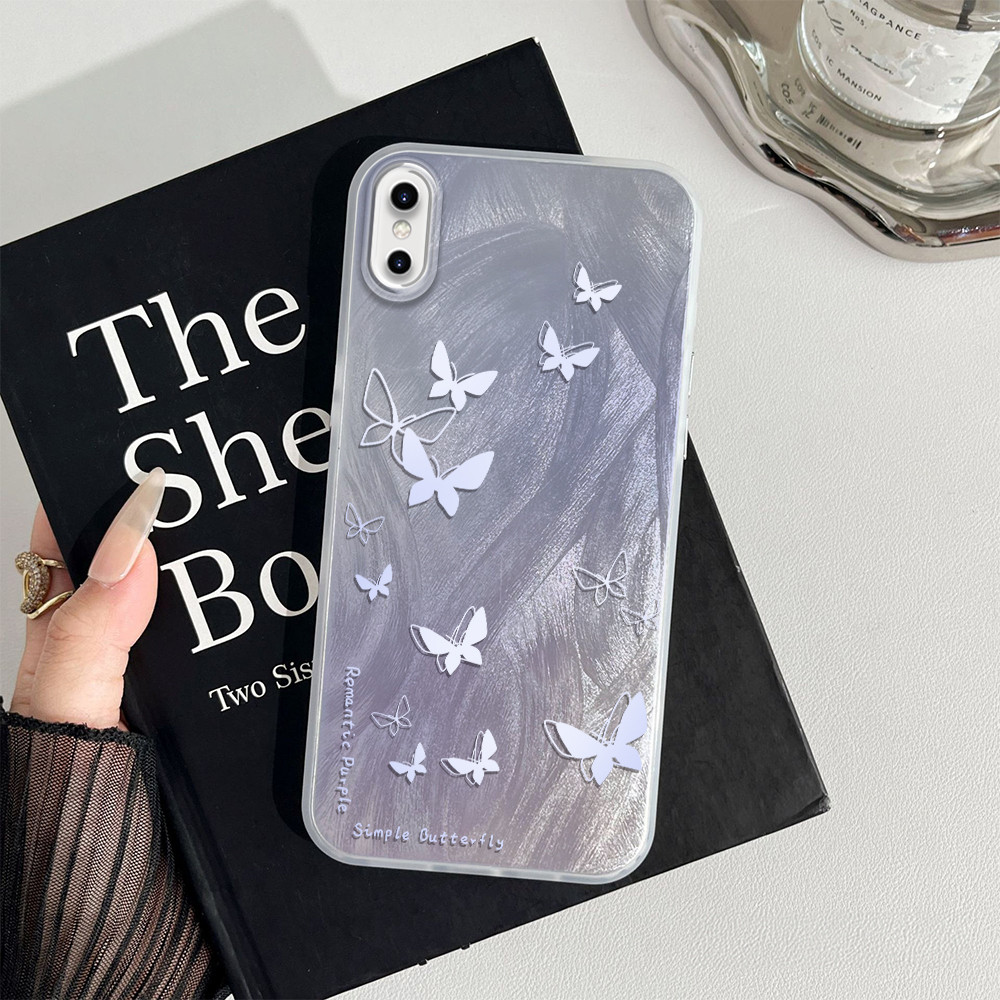 Casing Hp Untuk Compitable With iPhone X XS Hardcase Ponsel Cassing Pink Butterfly 2007 YSK Kesing H