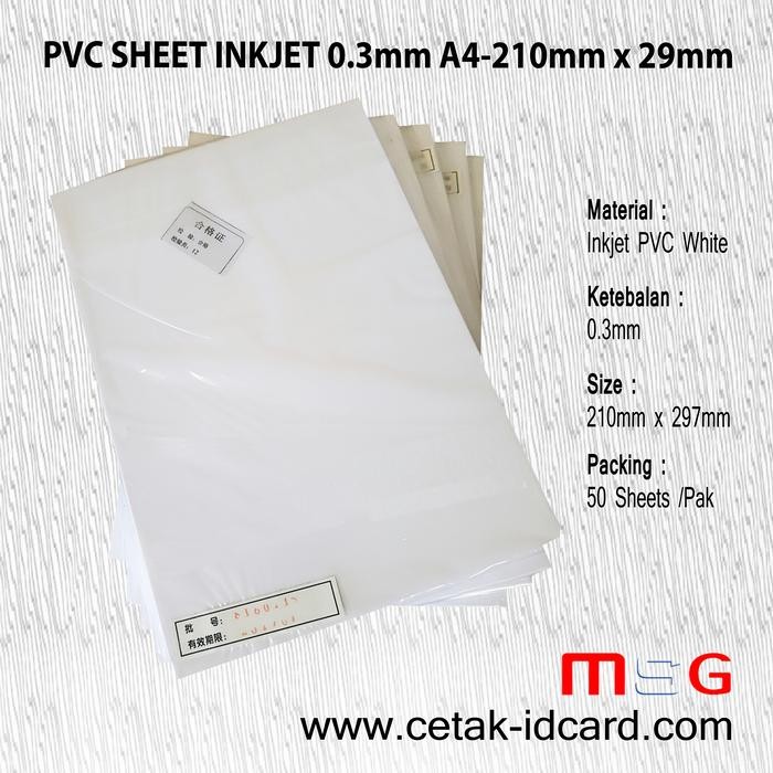 

PVC ID CARD INKJET 0.3 A4-210x297 Mm 50 Sheets /pak