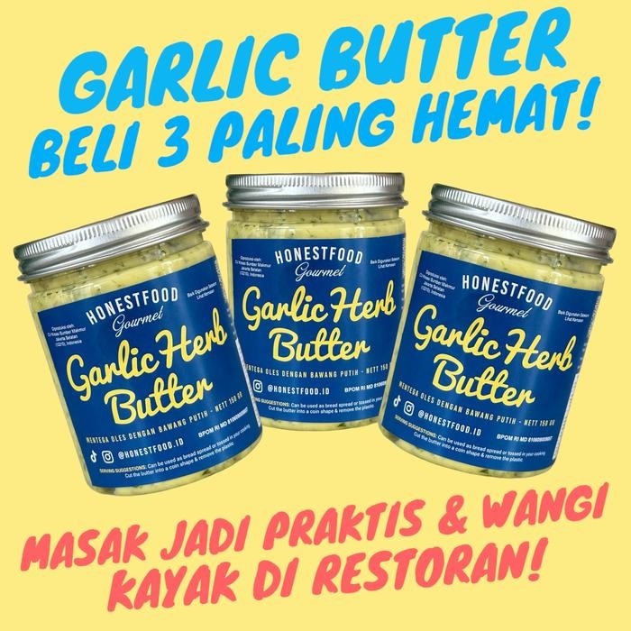 

Garlic Butter Honestfood 3 Toples/Mentega Bawang Putih Premium/Bundling Hemat/Bumbu masakan