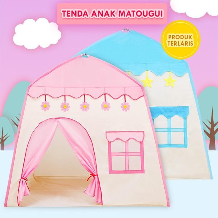 Rrady  TENDA MAINAN ANAK PEREMPUAN TENDA MODEL RUMAH WARNA PINK DAN BIRU