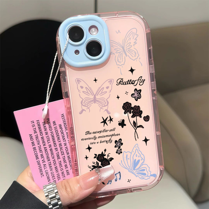 Kupu-Kupu Aesthetic Luar Negeri Case Hp Redmi 15 15C 14C 13X A5 Note 14 Pro Plus 5G 12 13 5G 10 Pro 