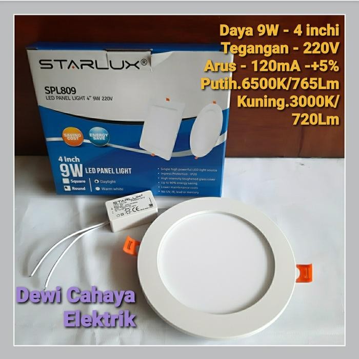 Lampu Panel LED 9W Starlux 4 inchi ber SNI Bulat / Led Panel Light