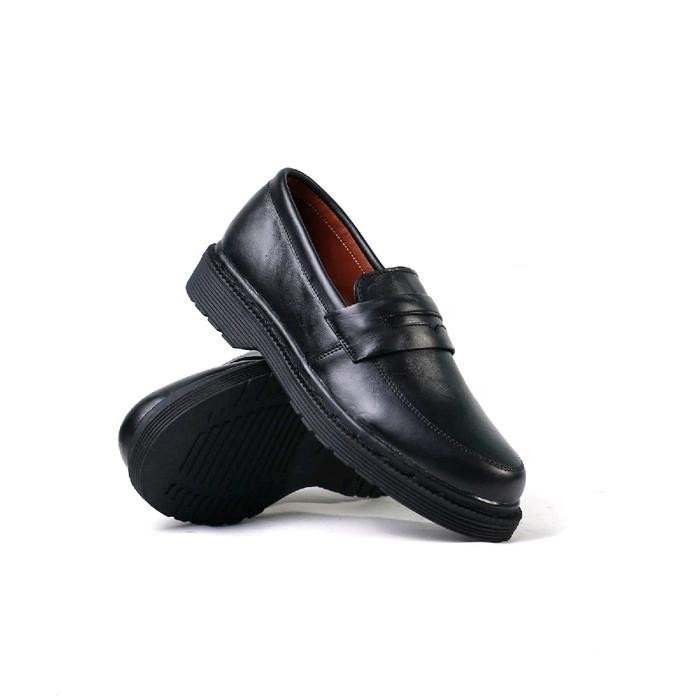 Warka BHEVIN - Sepatu Formal Casual Loafers Pria Kulit Asli Premium Musim panas Musim dingin Hitam