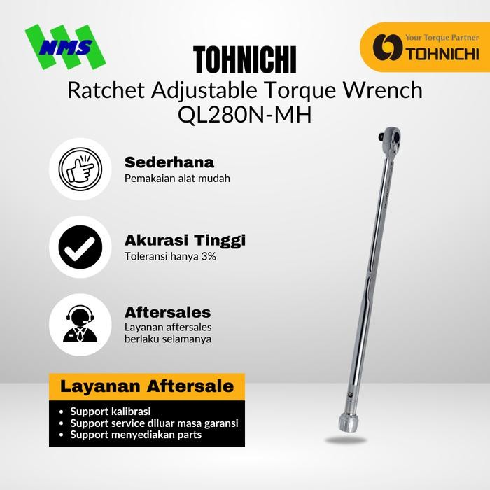 Ready Kunci Torsi QL280N-MH 3/4" 40 -280 Nm TOHNICHI Torque Wrench