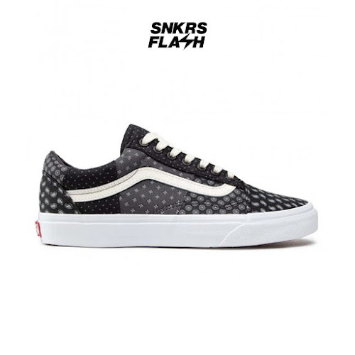 VANS OLD SKOOL TIE PRINT PATCHWORK BLACK TRUE W Sepatu Sneakers Unisex - VN0A3WKT9XJ - Size 42.5