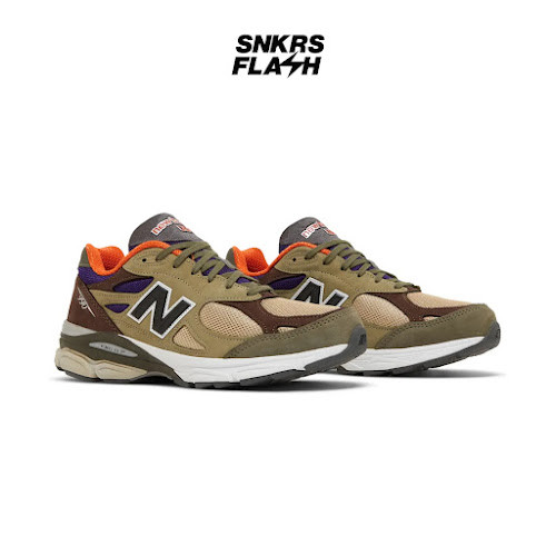 NEW BALANCE 990 V3 MADE IN USA TAN BLUE Sepatu Sneakers Unisex - M990BT3 - Size 45