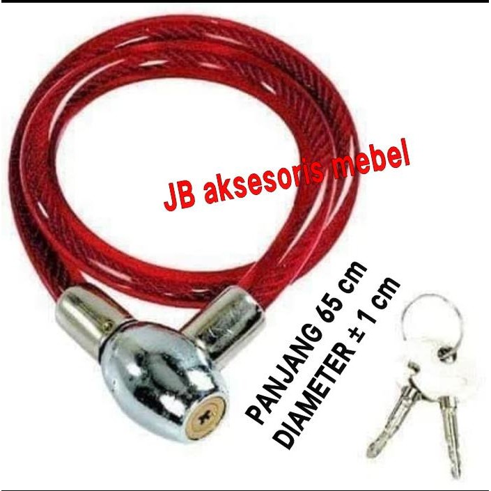 New - Gembok Sepeda Motor Kepala Besi 65 Cm / Kunci Gembok Rantai Seling Kawat Baja Tebal Untuk