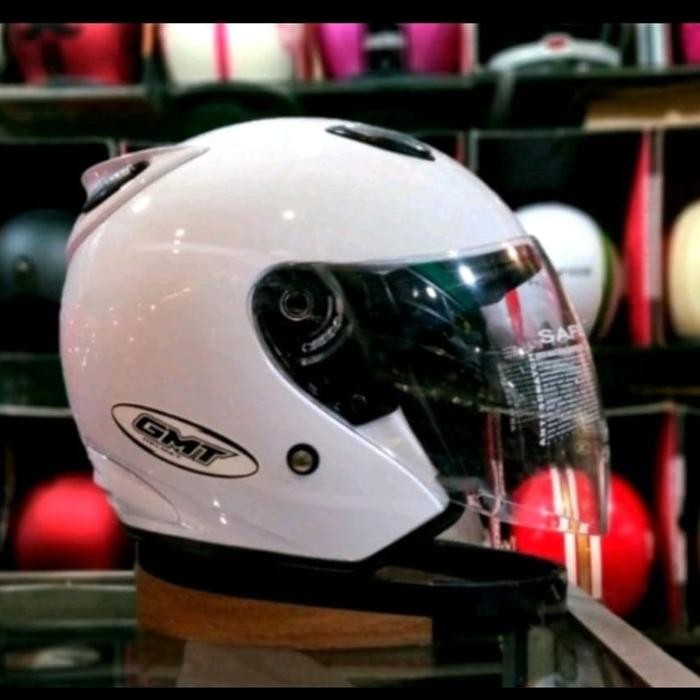 HELM HALF FACE GMT/HELM DOUBLE VISOR/HELM MOTOR SNI/HELM MURAH/PUTIH *