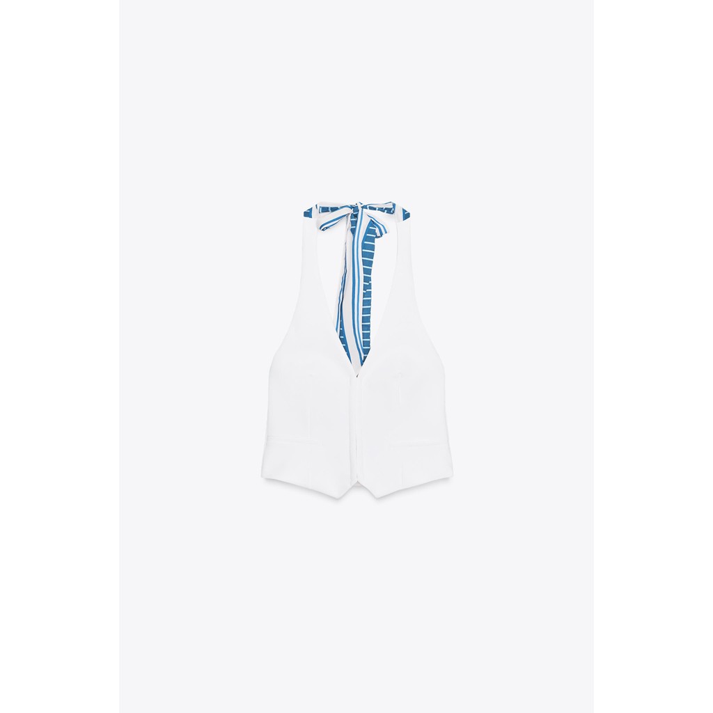 ZARA TOP ROMPI HALTER SYAL Top rompi kerah halter dan garis leher V