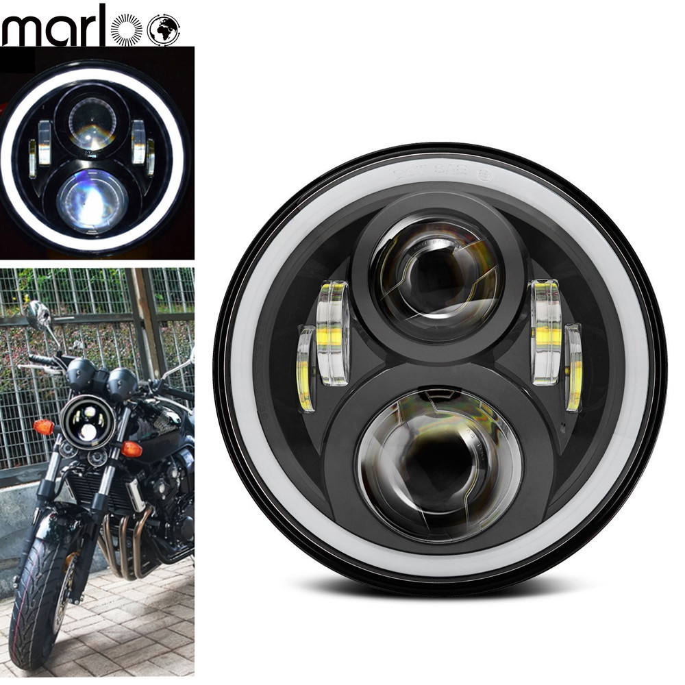 For Honda Headlight 7'' LED Motorcycle Headlamp With DRL Halo 75W Round Led For Honda CB 400 CB 1300
