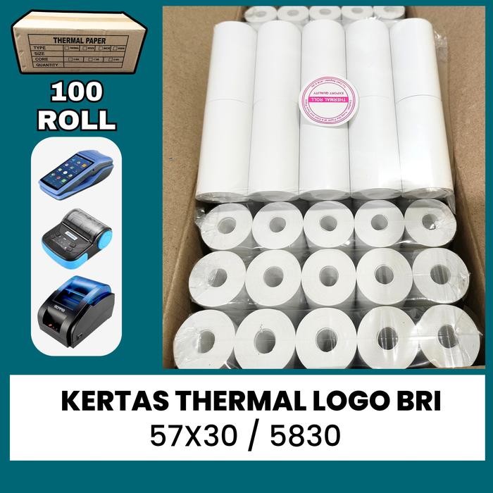 

100 ROLL KERTAS THERMAL POLOS EDC BLUETOOTH 57X30 / 58X30