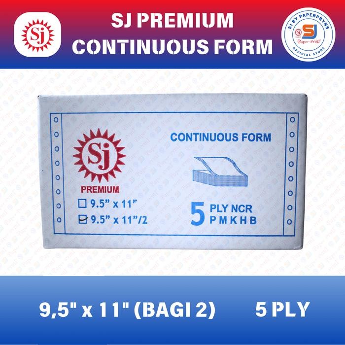 

Kertas SJ Premium Continuous Form 9,5" 11" (BAGI 2) - 5 PLY - NCR Sheets