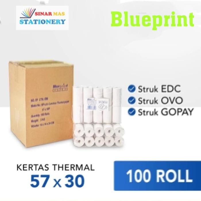 

Kertas Thermal Kasir Struk EDC Blueprimt Lite 57 x 30 - 1 Dus 100 Roll