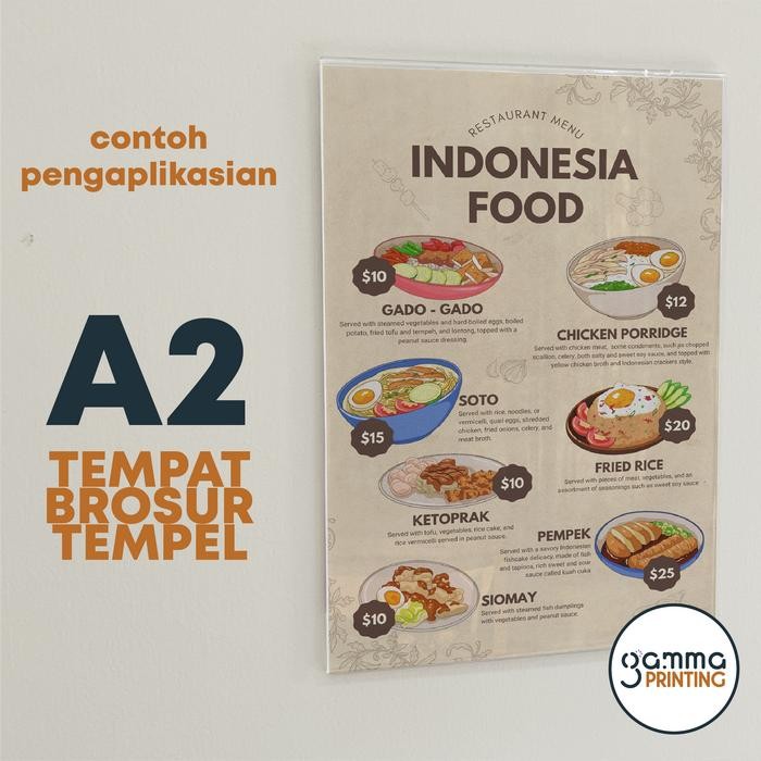 

Akrilik Tempat Poster A2 Tempel Dinding / Brosur Holder Qris Barcode Menu Wall Acrylic A2