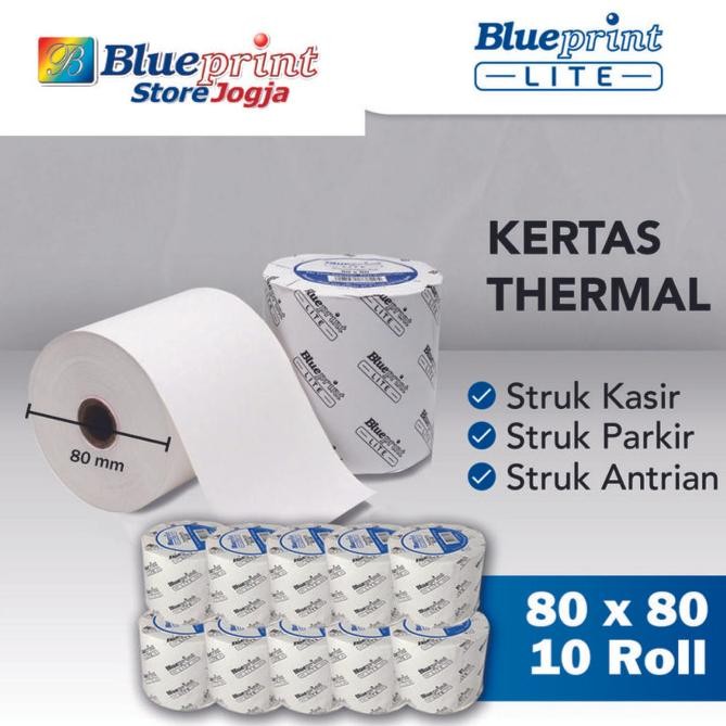 

KERTAS THERMAL ROL STRUK KASIR PARKIR BLUEPRINT LITE 80x80mm - 10 ROL
