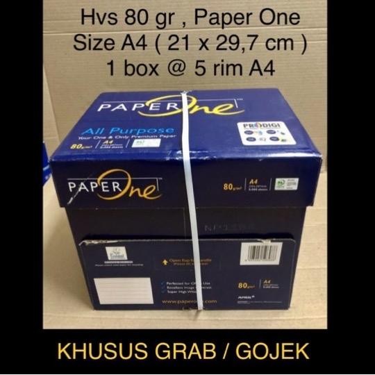 

Hvs A4 80 gr Paper One ( box ) KHUSUS GRAB / GOJEK