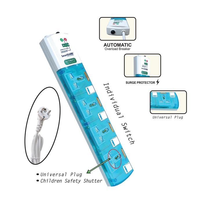 Menarik Securiguard Steker Strip Universal Tsp 4 Lubang Colokan Listrik