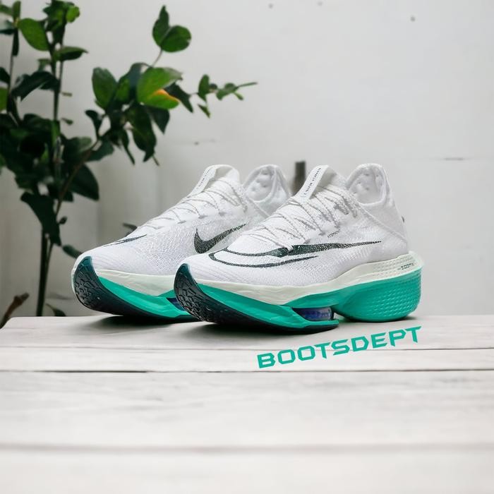 Air Zoom Alphafly Next% 2 - White/Clear Jade (100% Authentic) Terlaris Best Quality 100% Original