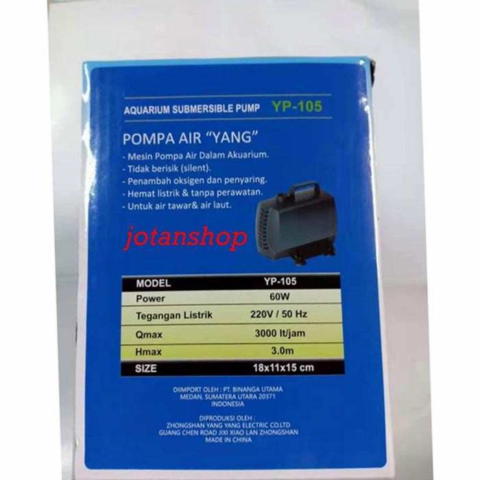 Yang Yp 105 Yp105 Pompa Air Celup Kolam Hidroponik Aquarium Aquascape