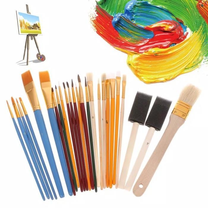 

Kuas Lukis Cat Air Akrilik Set 25 Pcs Oil Paint Brush