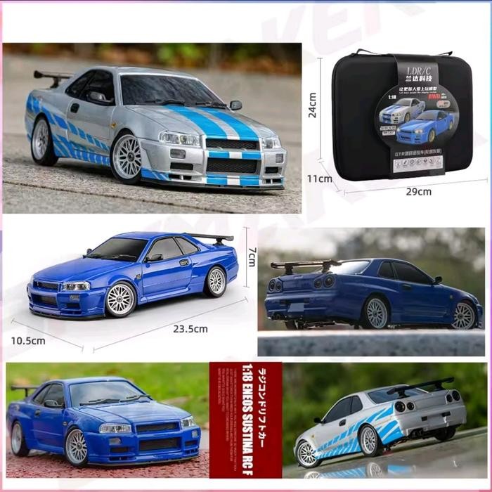 Rc Drift Rwd Nissan Skyline Gtr R34 R-34 Body Metal Alloy Scale 1/18 Fast Furious Brian Remote Toys
