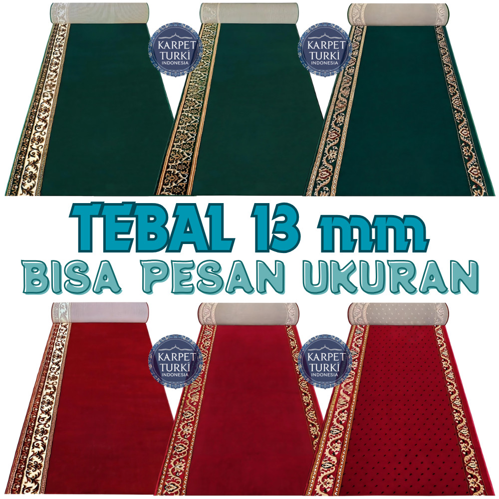 Karpet Masjid Turki RAJGRA METERAN 100cm x 120cm Tebal 13mm Sajadah Mushola Empuk Lembut