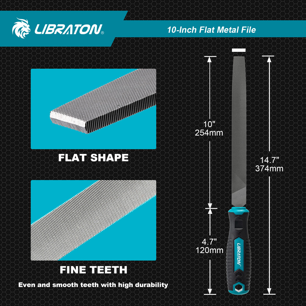 1pc 10 Inch Metal Flat File Tool Wood File Hand File Tool Steel File Flat File for Refining, Shaping