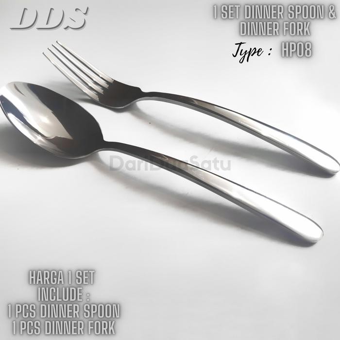 1 Set Sendok & Gau Makan Hotel Stainless Tebal Dinner Spoon *