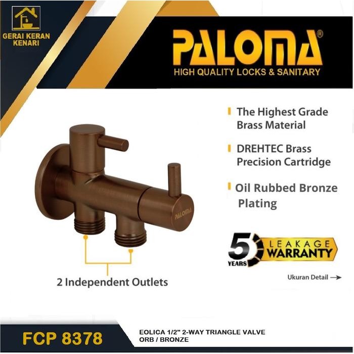 Limited Paloma 2 Stop Kran Closet Keran Toilet Shower Fcp 8378 Warna Orb/Antiq