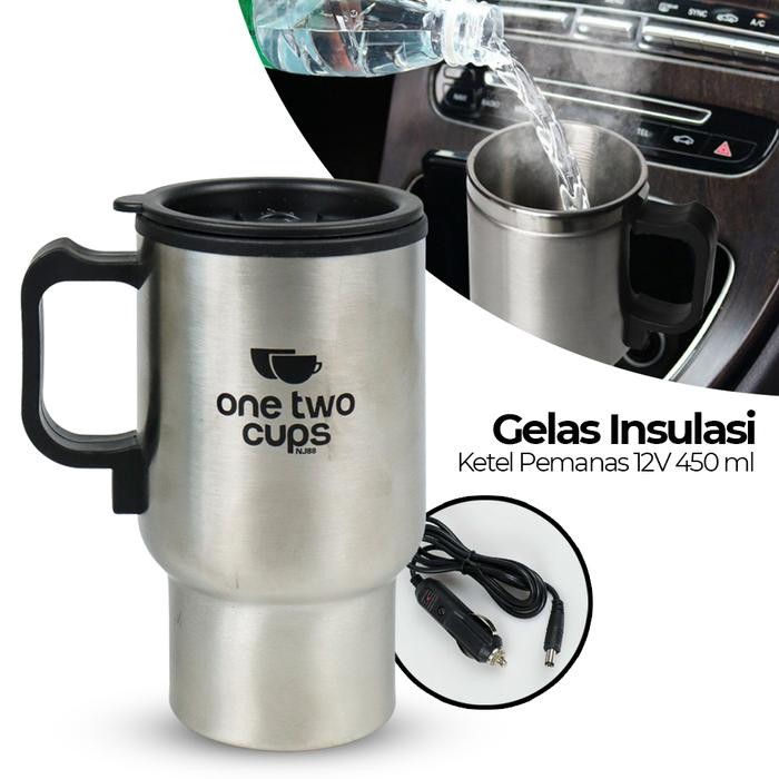 7ZRO Mug Gelas Pemanas Air Mobil Portable Insulasi Stainlesssteel 450Ml 12V