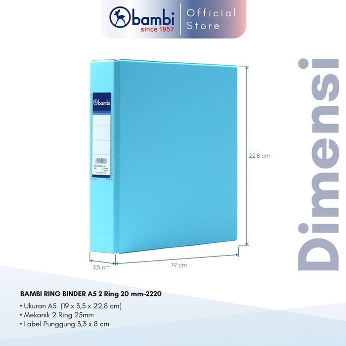 

Bambi Ring Binder A5 2 Ring Type D All Color Small Size 20 Mm Original
