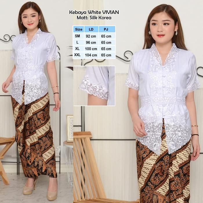 Atasan Kebaya Bordir Putih Merah Elegan Mewah Acara Pesta Kondangan