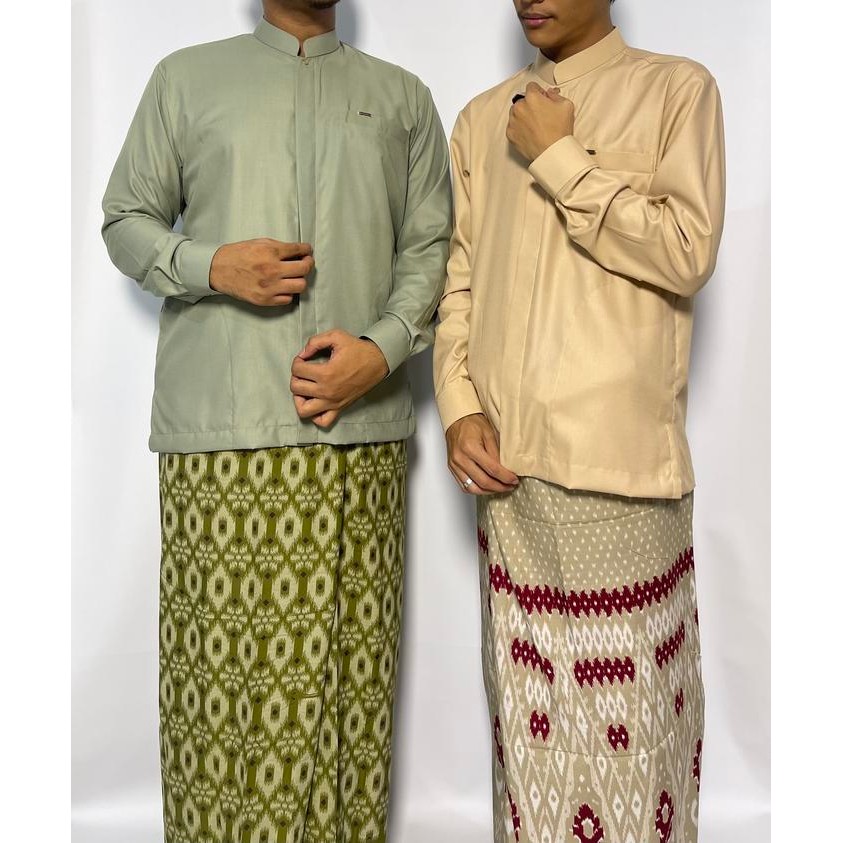 B081 Baju Koko Pria Koko Sultan Bahbus Formal Kancing Dalem Kantong Samping Manset