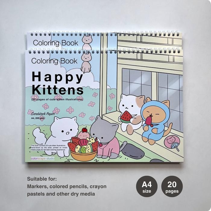 

Happy Kittens Coloring Book - Buku Mewarnai Untuk Marker & Mixed Media