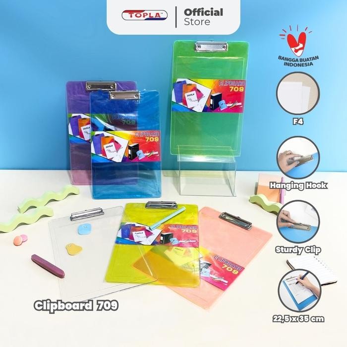 

I77W Topla Clipboard Transparan 709 Papan Dada Alas Ujian Papan Jalan Ujian Sekolah