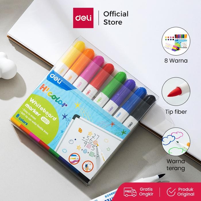 

X689 Deli Spidol Papan Tulis Warna / Color Whiteboard Marker 8 Warna Eu021