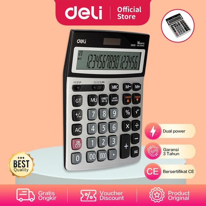 

X689 Deli E39265 Calculator/Kalkulator-112-Check Calculator 16-Digit Metal