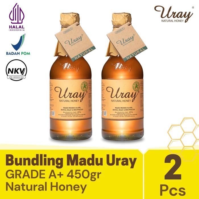 

Bundling 2 Pcs Madu Uray Natural Honey 450gr - Madu Murni Alami Halal Asli dari Lebah dengan Royal