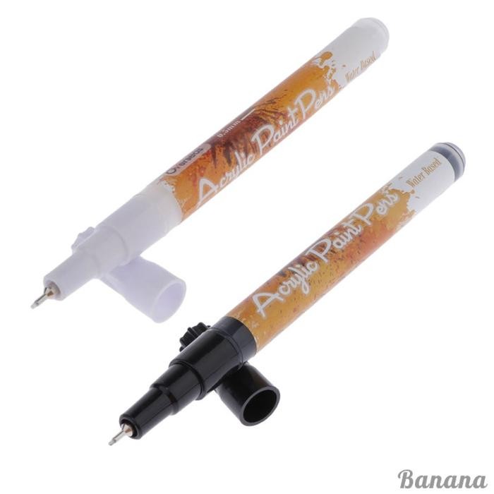 

2pcs Pen Marker Akrilik 0.5mm Untuk Permukaan Kaca / Kain Rock Diy