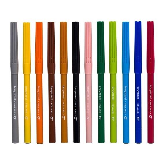 

*WASHABLE & ERASABLE* Bruynzeel Felt tip set 12 colours