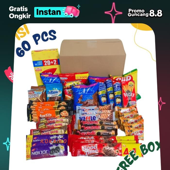 

Hampers/Snack box/Paket Snack Kado isi 60 pcs Gift