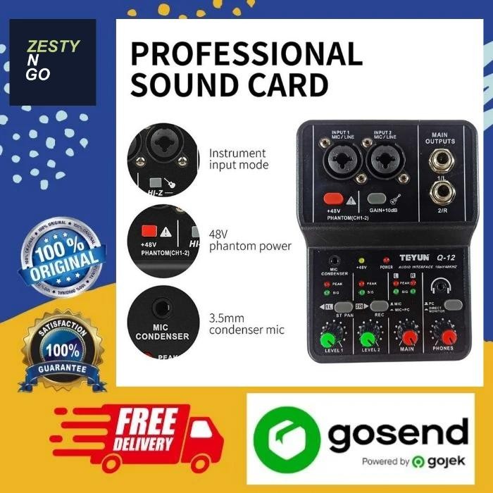 

TEYUN SOUND CARD USB MINI PORTABLE 2 WAY DRIVER FREE MIXER - Q12