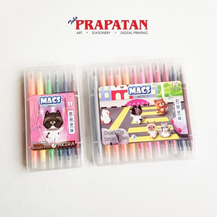 

Macs Dual Tip Brush Pen Marker Color 12/24 Warna Spidol